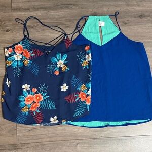 Express Floral and Solid Blue Camisoles